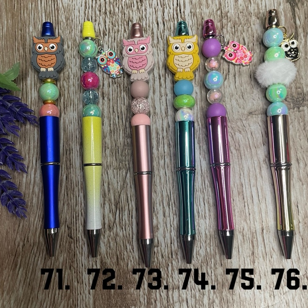 Writing Pen Owl Artisan Beaded Gift Custom Handcrafted Office Stationery